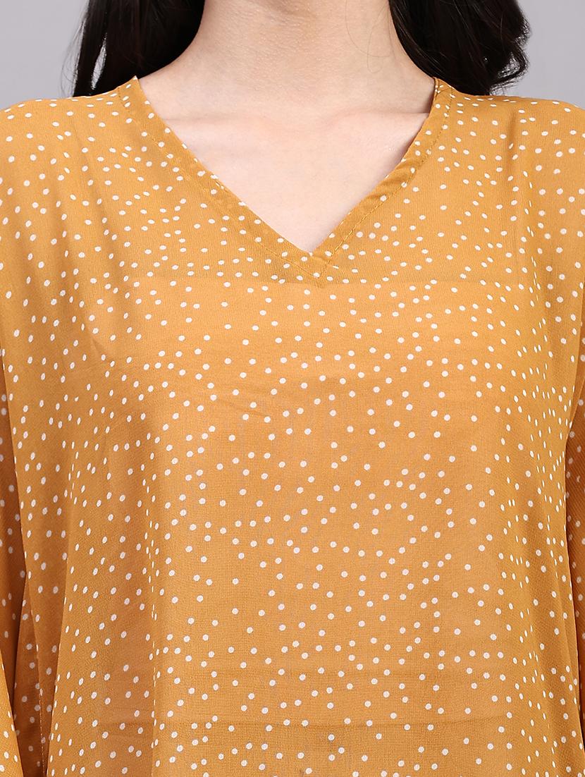 women mustard polka dots printed kaftan dress - 21283883 - Standard Image - 4