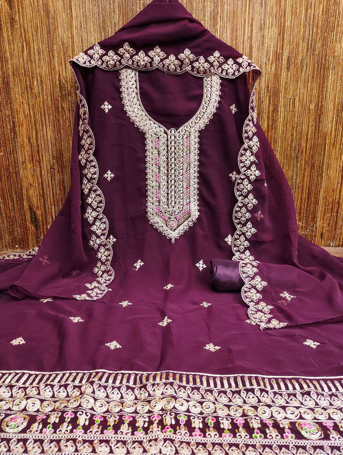 women embroidered unstitched suit set - 21284187 - Standard Image - 1
