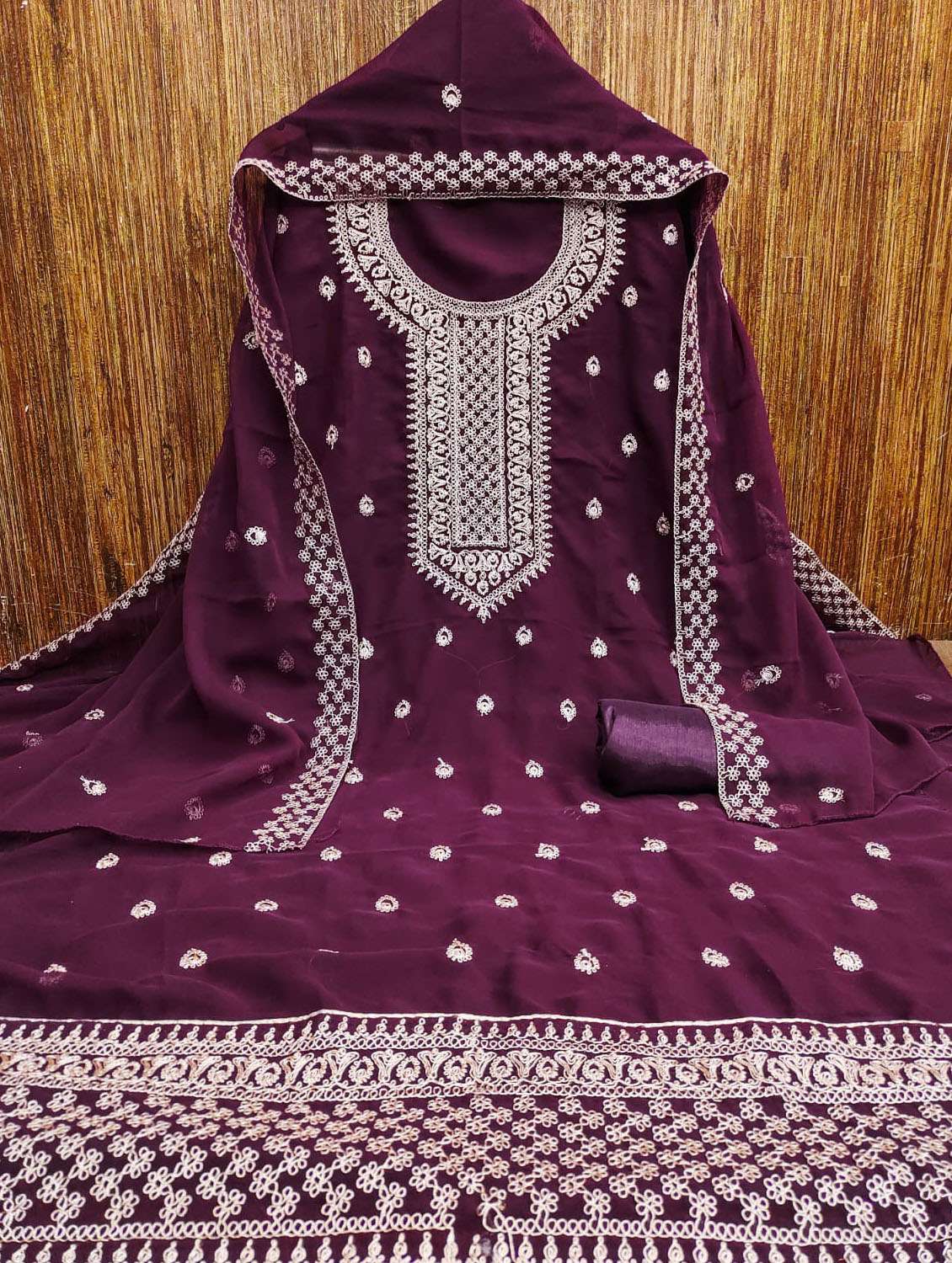 women embroidered unstitched suit set - 21284193 -  Standard Image - 1