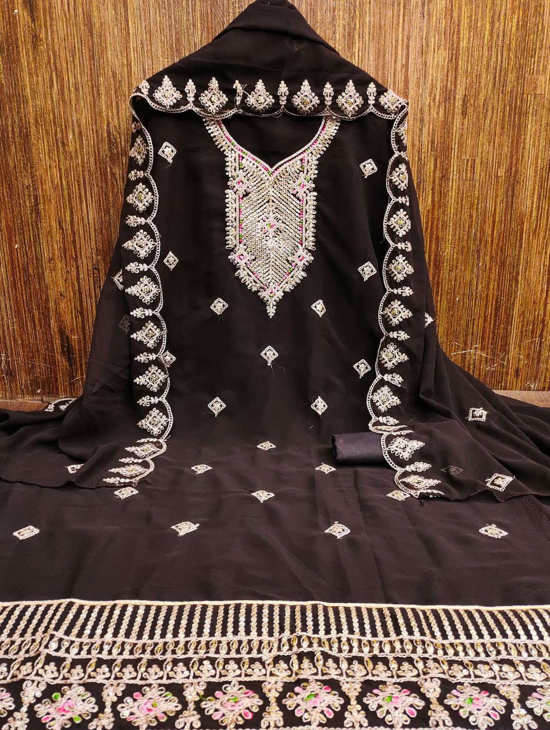 women embroidered unstitched suit set - 21284203 - Standard Image - 1