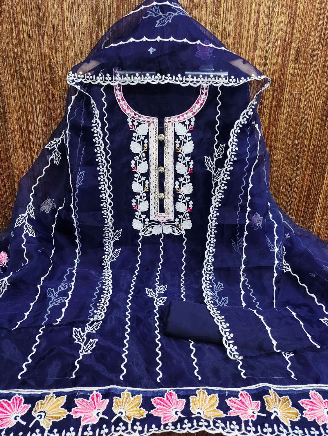 women embroidered unstitched suit set - 21284331 -  Standard Image - 1