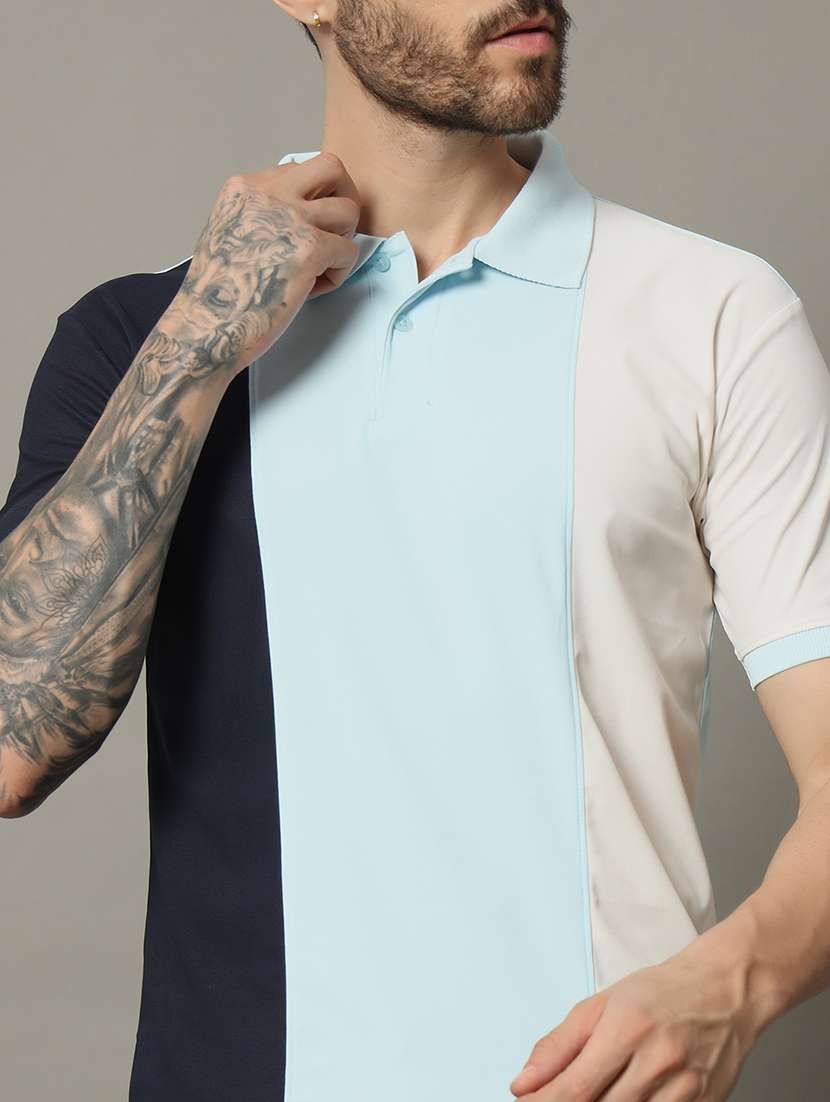 men color block cotton polo t-shirt - 21284503 -  Standard Image - 4