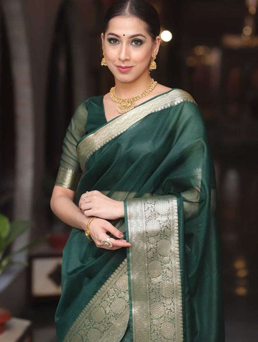 women zari work banarasi saree with blouse - 21285540 -  Standard Image - 1