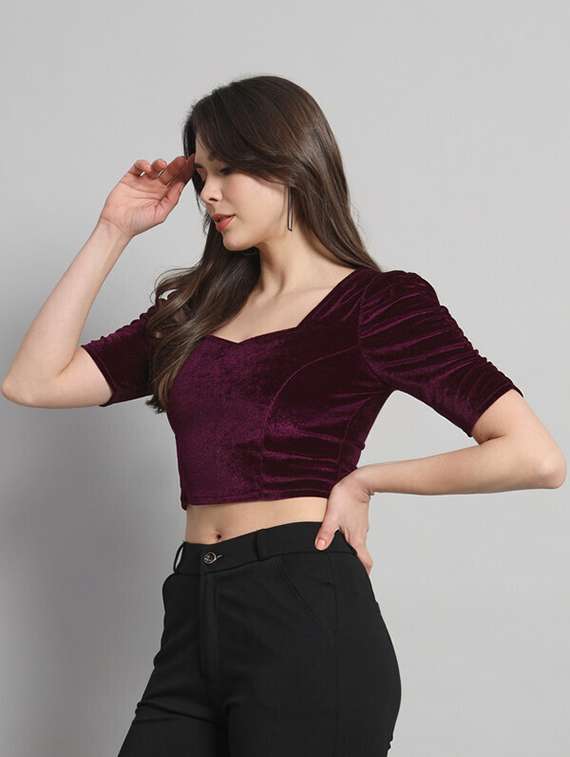 women solid stitched blouse - 21285969 - Standard Image - 1