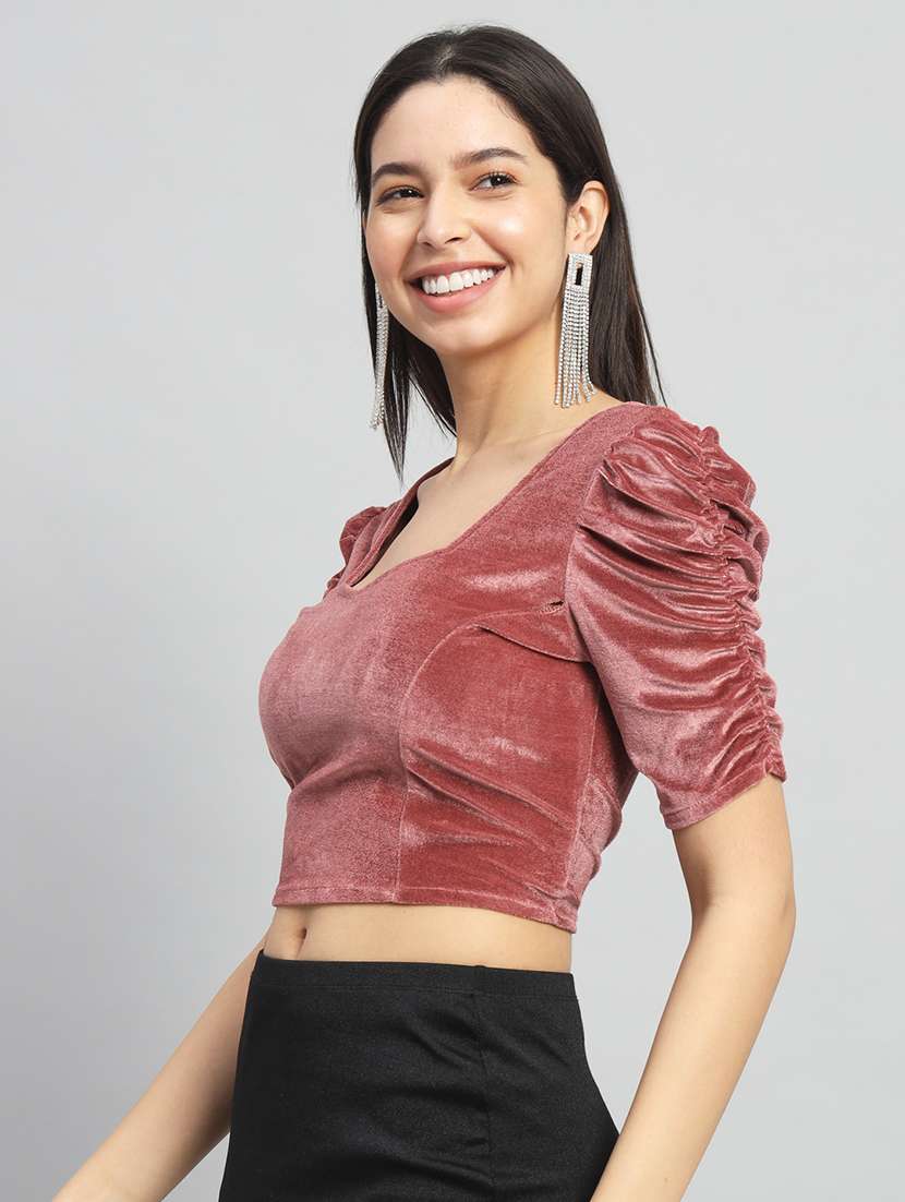 women solid stitched blouse - 21285976 -  Standard Image - 1
