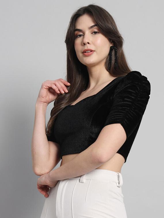 women solid stitched blouse - 21285978 -  Standard Image - 1