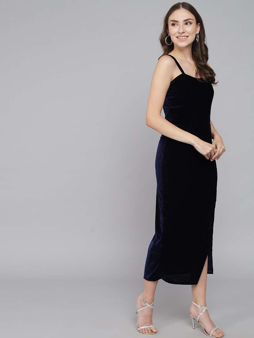 women solid shoulder strap bodycon dress - 21285989 -  Standard Image - 1