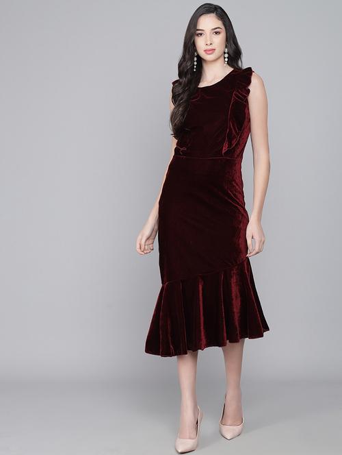 women solid ruffled bodycon dress - 21285994 -  Standard Image - 0