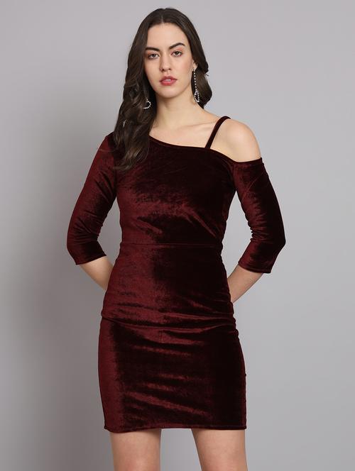 women solid three quarter sleeves bodycon dress - 21286009 - Standard Image - 0