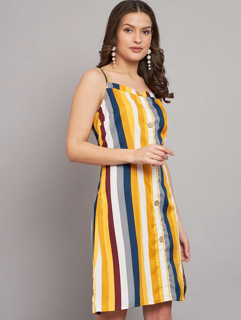 yellow crepe a-line dress - 21286017 -  Standard Image - 1
