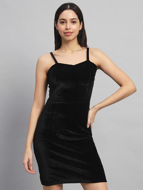 women solid shoulder strap bodycon dress - 21286029 -  Standard Image - 0
