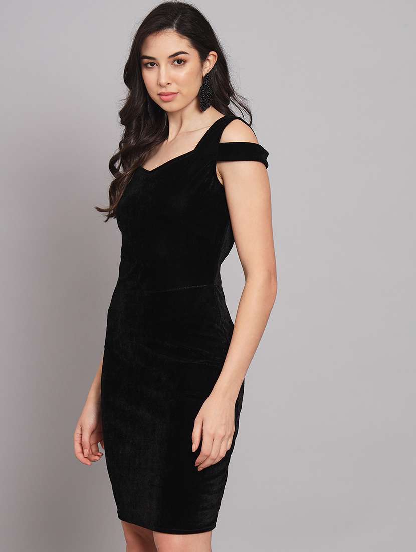 women solid cold shoulder bodycon dress - 21286036 -  Standard Image - 1