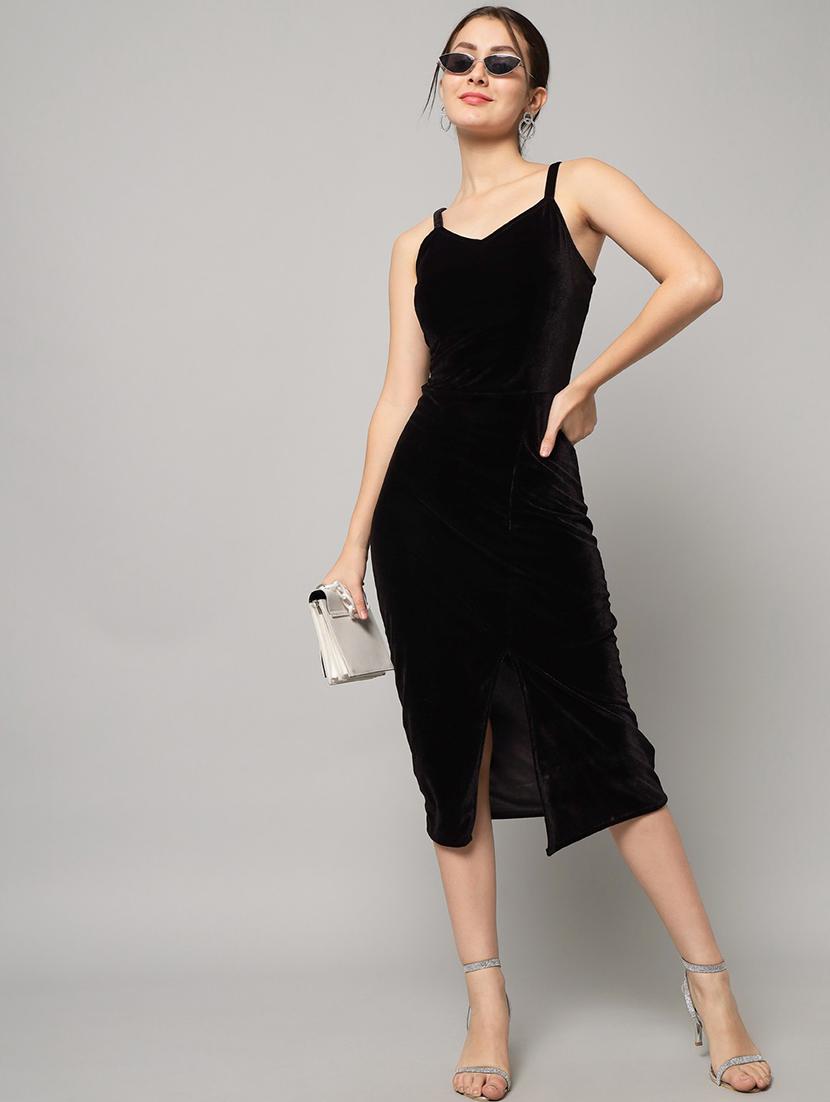 women solid shoulder strap bodycon dress - 21286058 -  Standard Image - 1