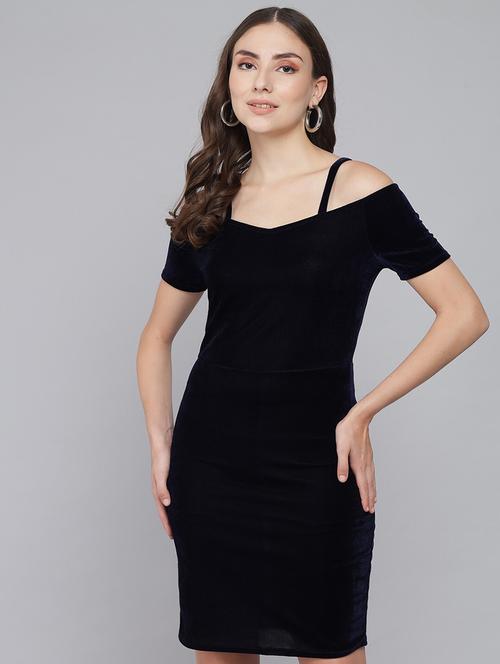 navy blue velvet bodycon dress - 21286095 -  Standard Image - 0