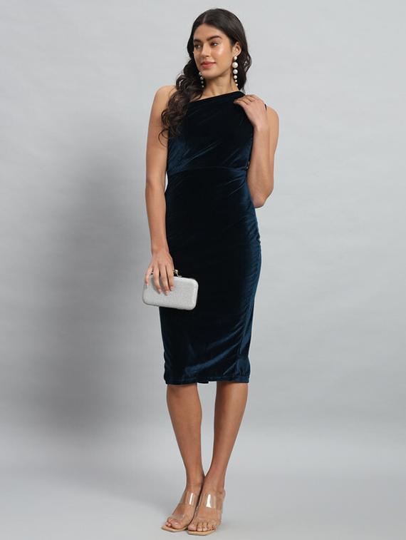 women solid single shoulder bodycon dress - 21286135 - Standard Image - 1