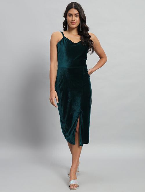 women solid shoulder strap bodycon dress - 21286143 - Standard Image - 0