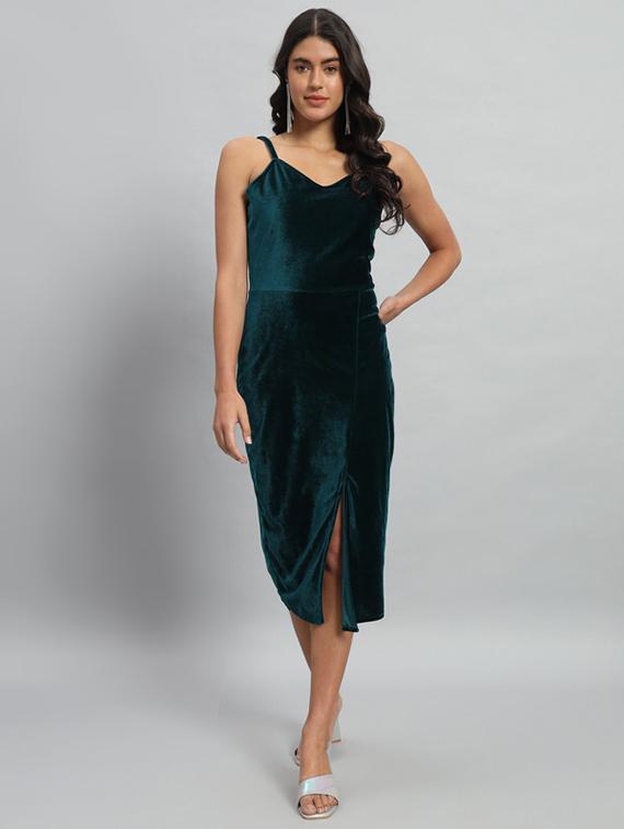women solid shoulder strap bodycon dress - 21286143 - Zoom Image - 0
