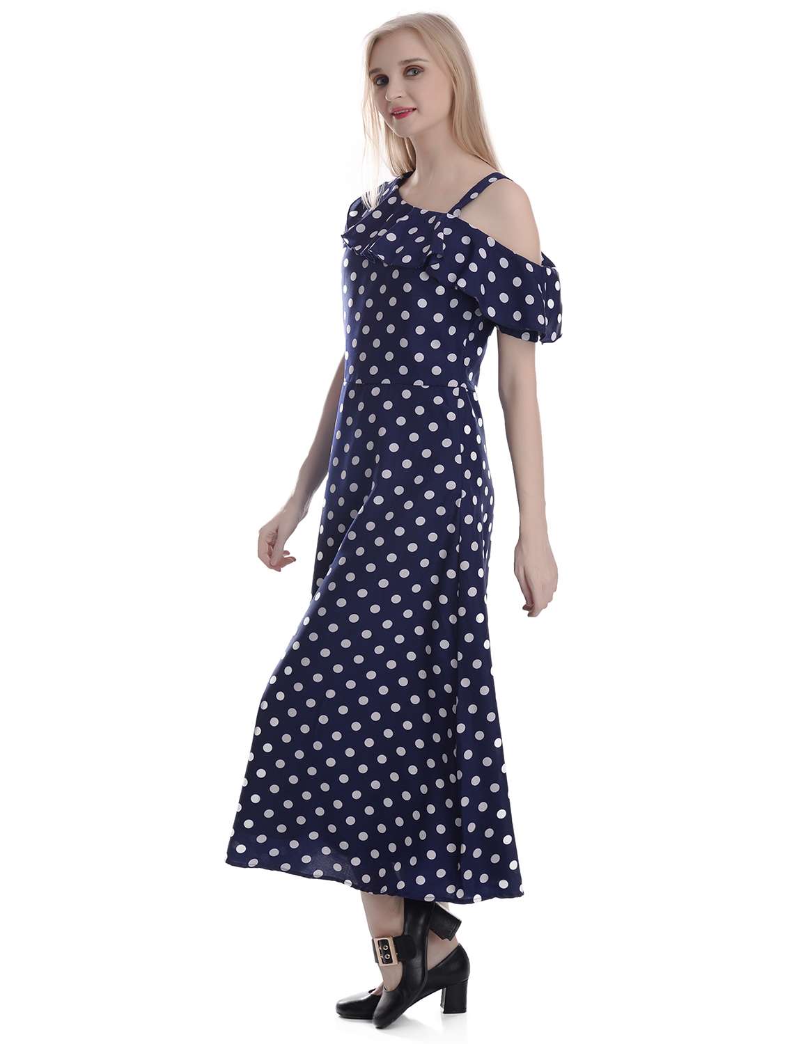women blue crepe a-line dress - 21286674 -  Standard Image - 1