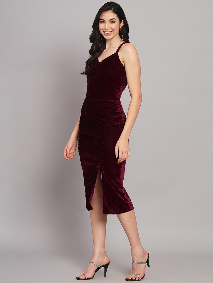 women solid shoulder strap bodycon dress - 21286684 -  Standard Image - 1