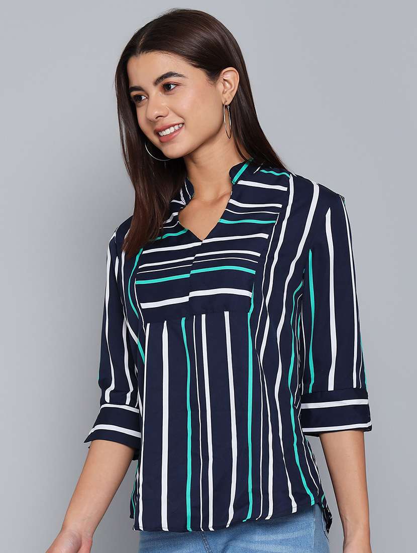navy blue striped repe shirt style top - 21286750 -  Standard Image - 1