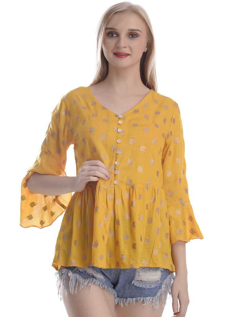 yellow viscose peplum top