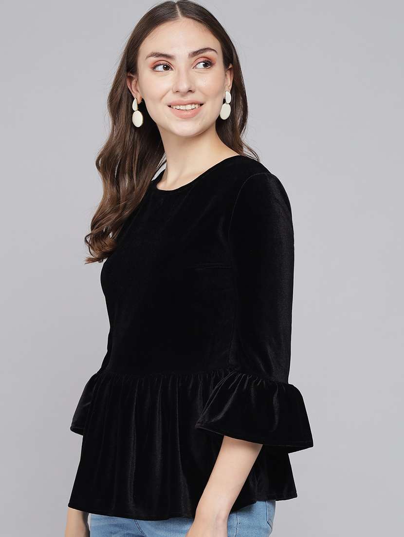 black velvet peplum top - 21286760 -  Standard Image - 1