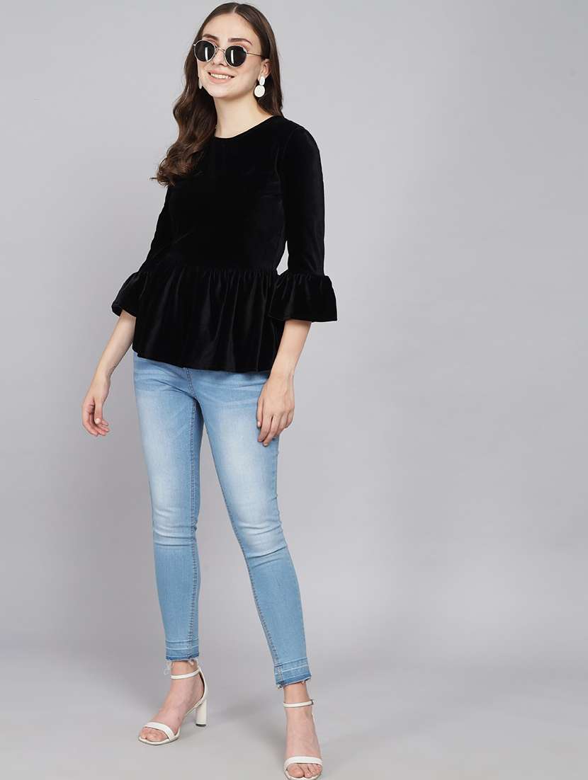 black velvet peplum top - 21286760 -  Standard Image - 4