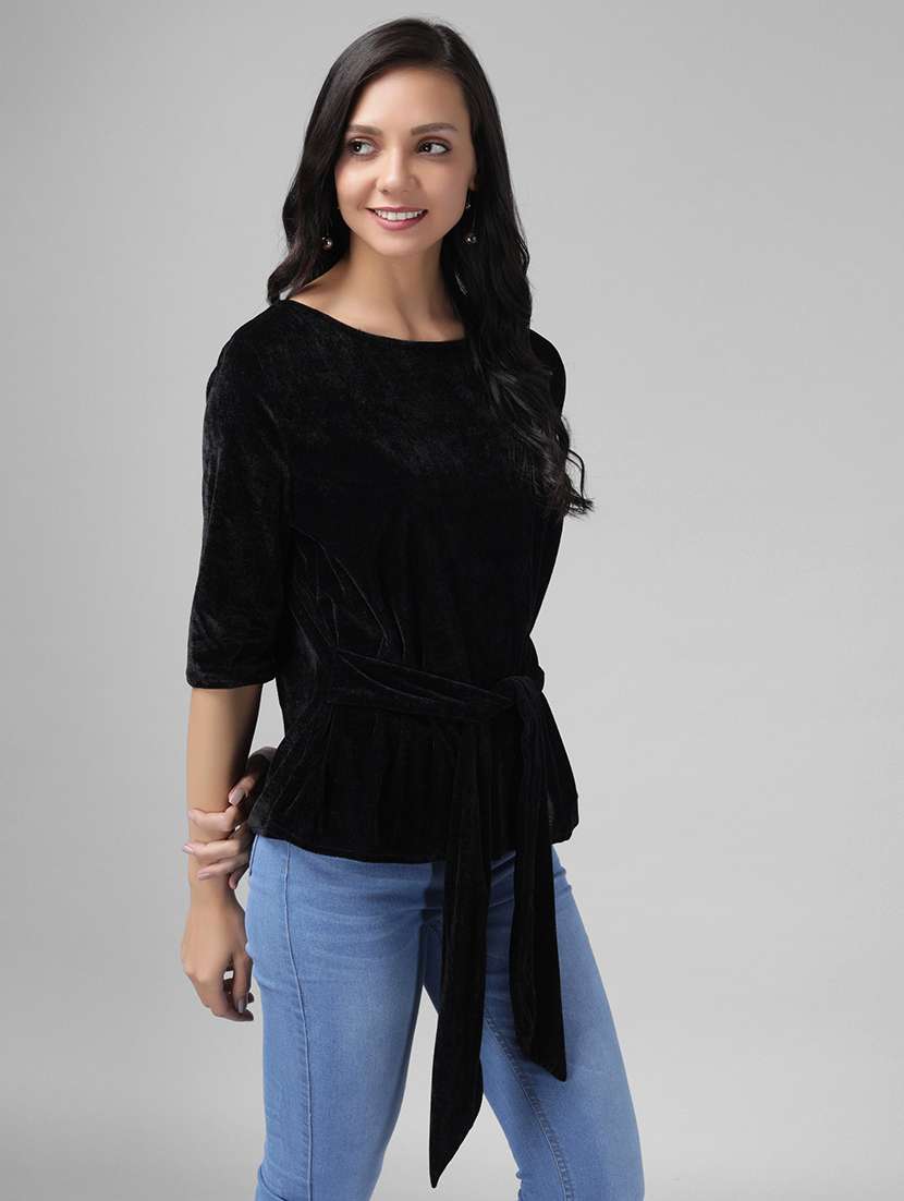 women black solids regular top