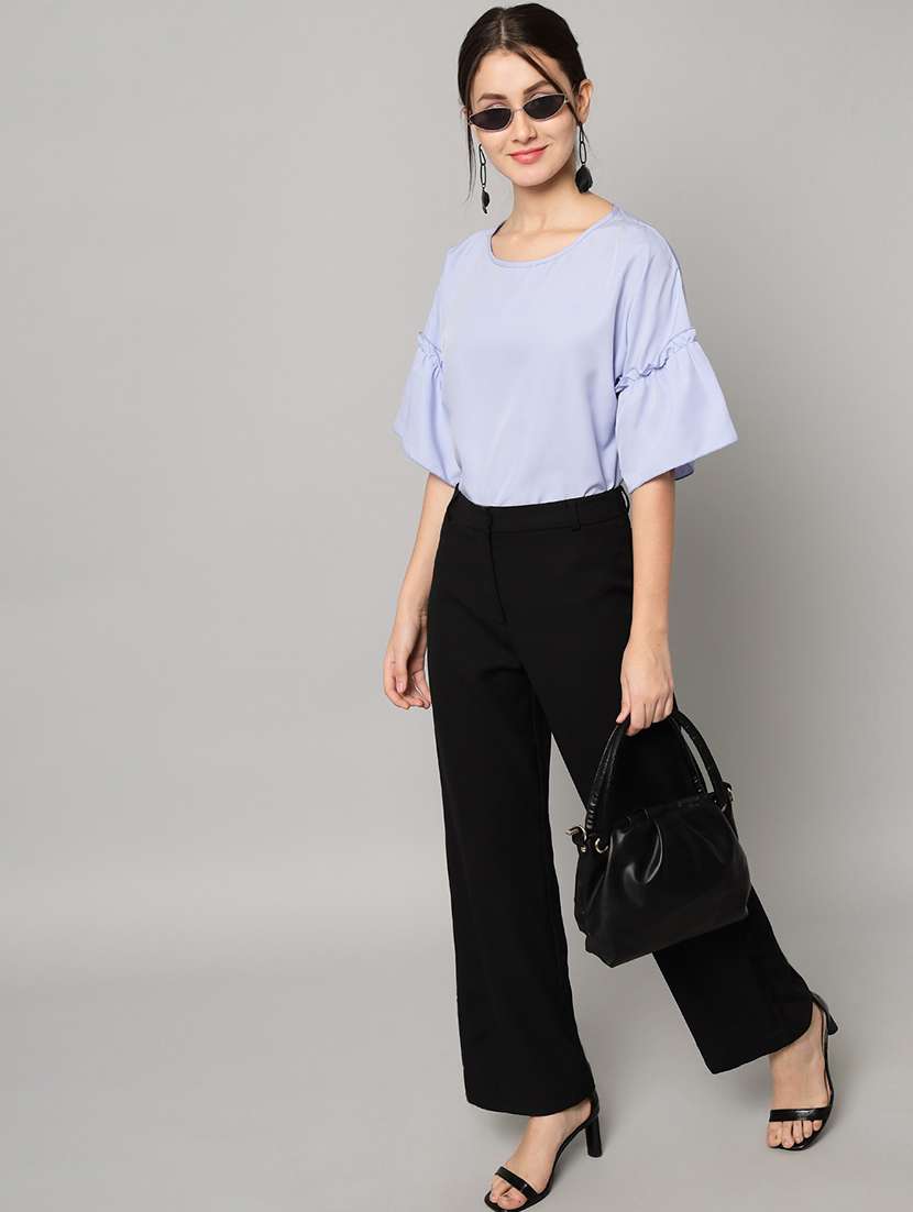 blue crepe regular top - 21286772 -  Standard Image - 4