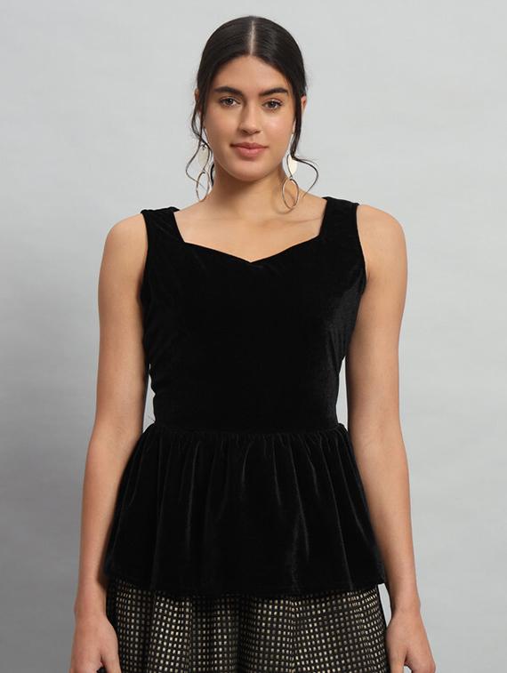 black velvet peplum top - 21286776 -  Zoom Image - 0