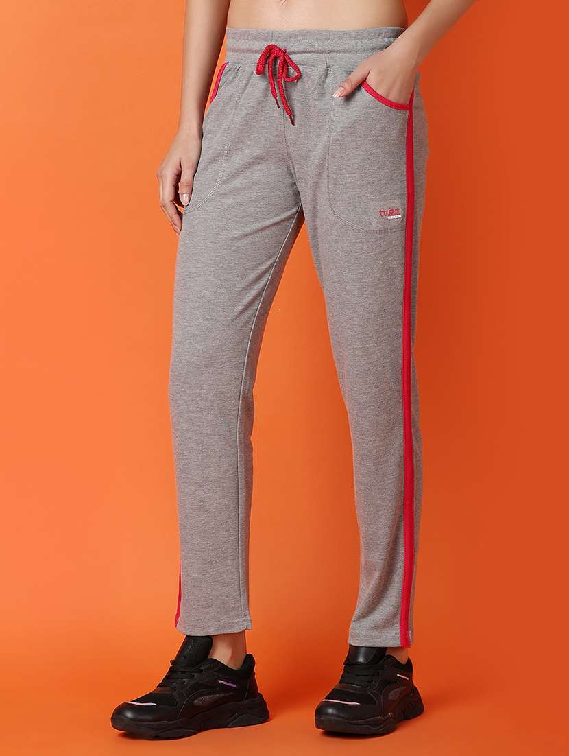 grey melange tapered track pant - 21286903 -  Standard Image - 1