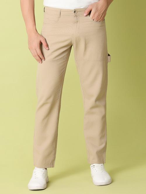 men mid rise solid casual trouser - 21286919 - Standard Image - 0