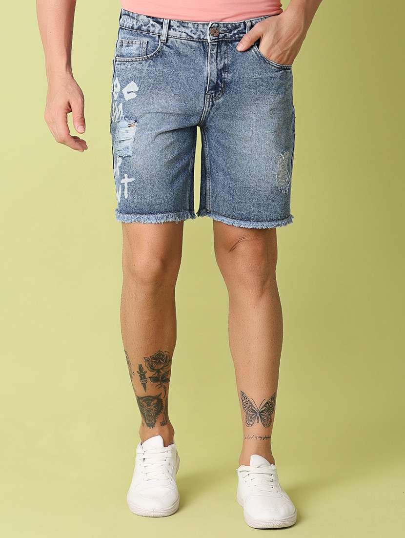 men blue typography short