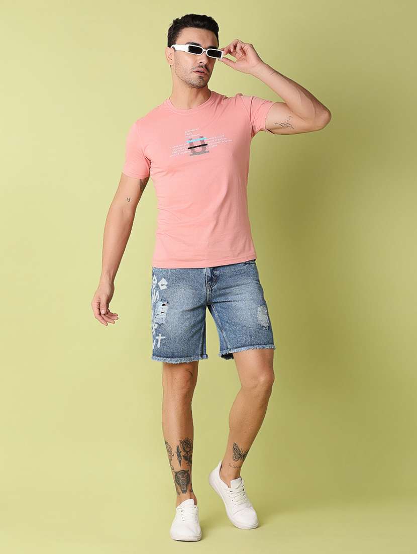 men blue typography short - 21286936 -  Standard Image - 4