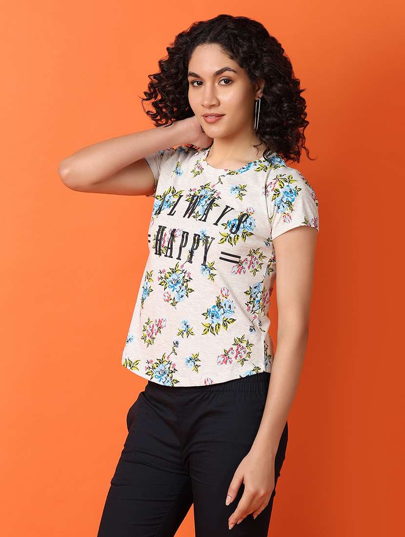 women round neck printed regular t-shirt - 21287064 -  Standard Image - 1