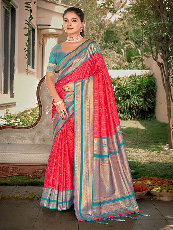 women zari work tussar silk saree with blouse