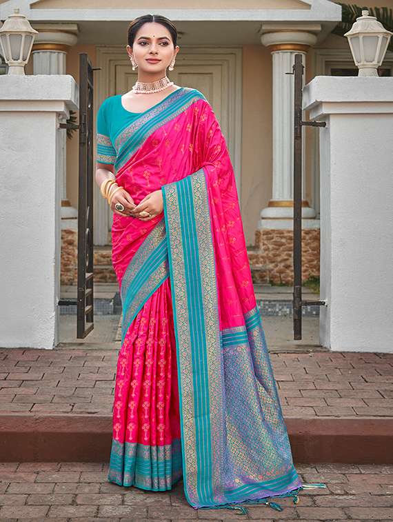 women zari work tussar silk saree with blouse