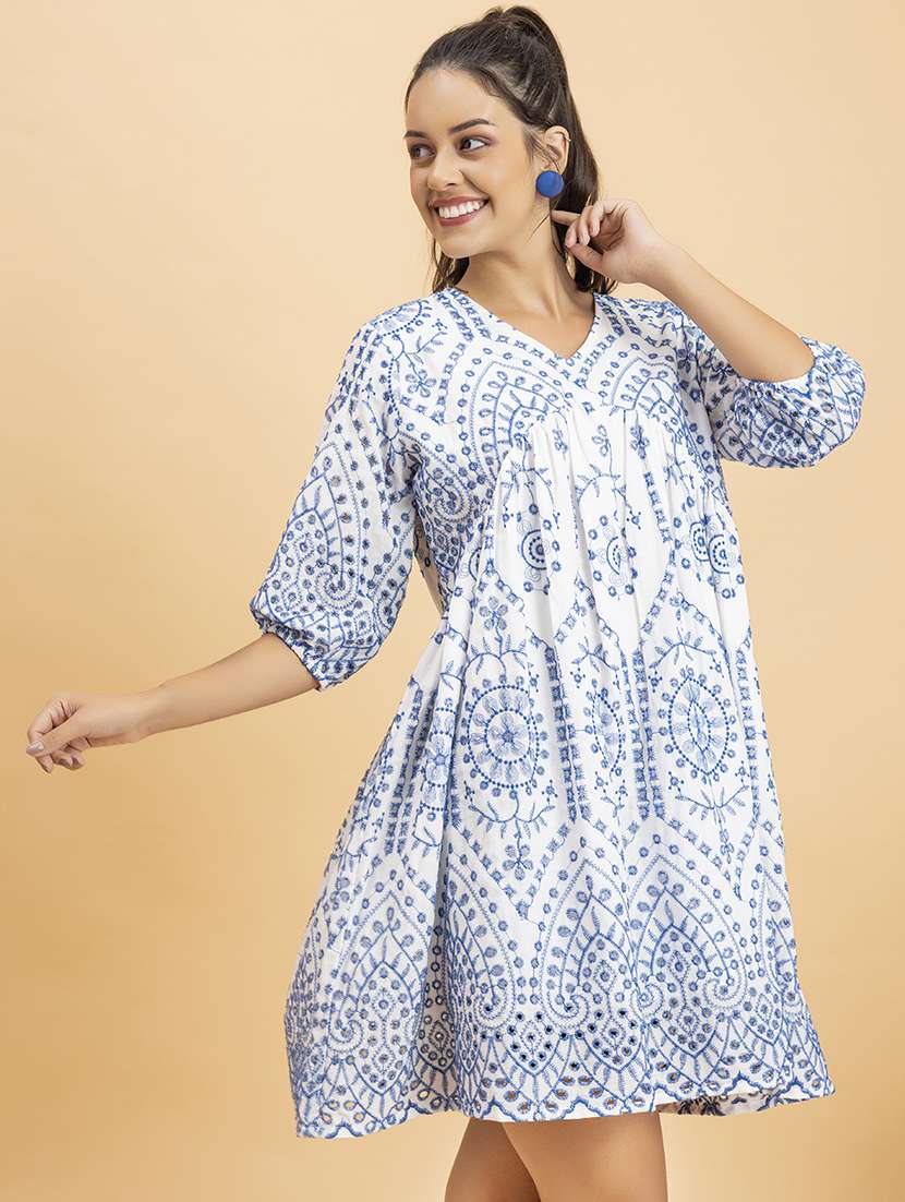 women embroidered fit & flare dress - 21287262 -  Standard Image - 1