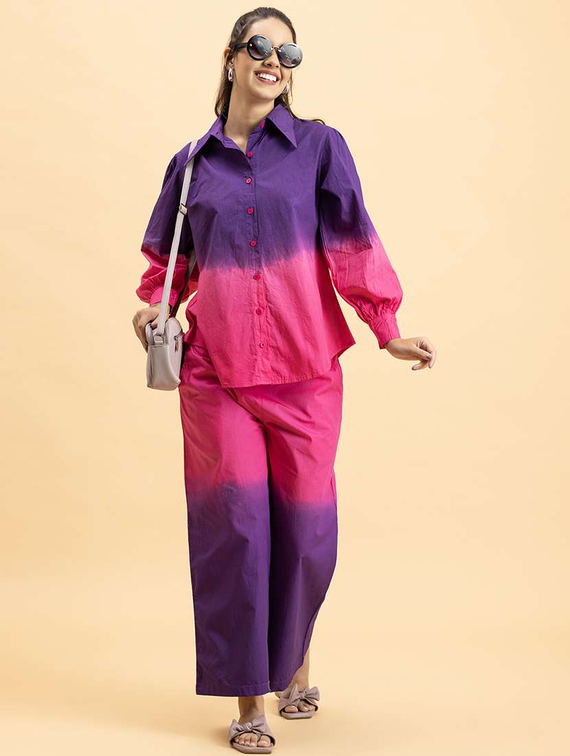 women tie & dye shirt and trouser co-ord set