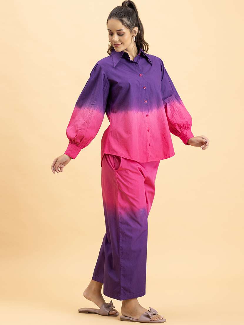 women tie & dye shirt and trouser co-ord set - 21287270 - Standard Image - 1