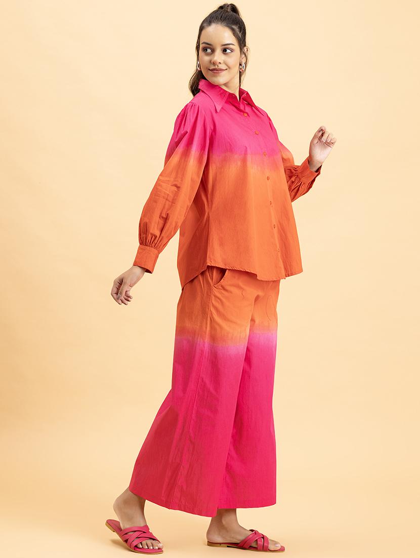 women tie & dye shirt and trouser co-ord set - 21287271 - Standard Image - 1