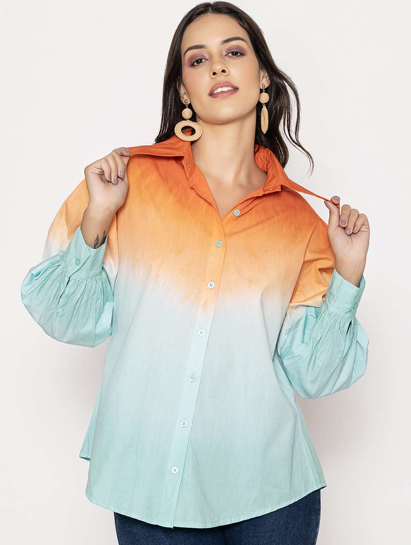 orange cotton regular shirt