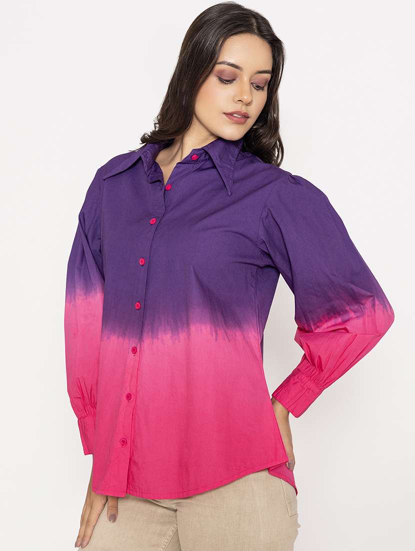 purple cotton regular shirt