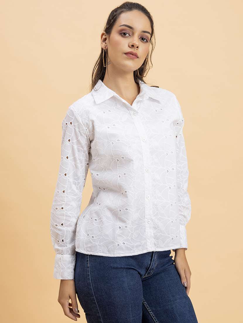 white cotton regular shirt