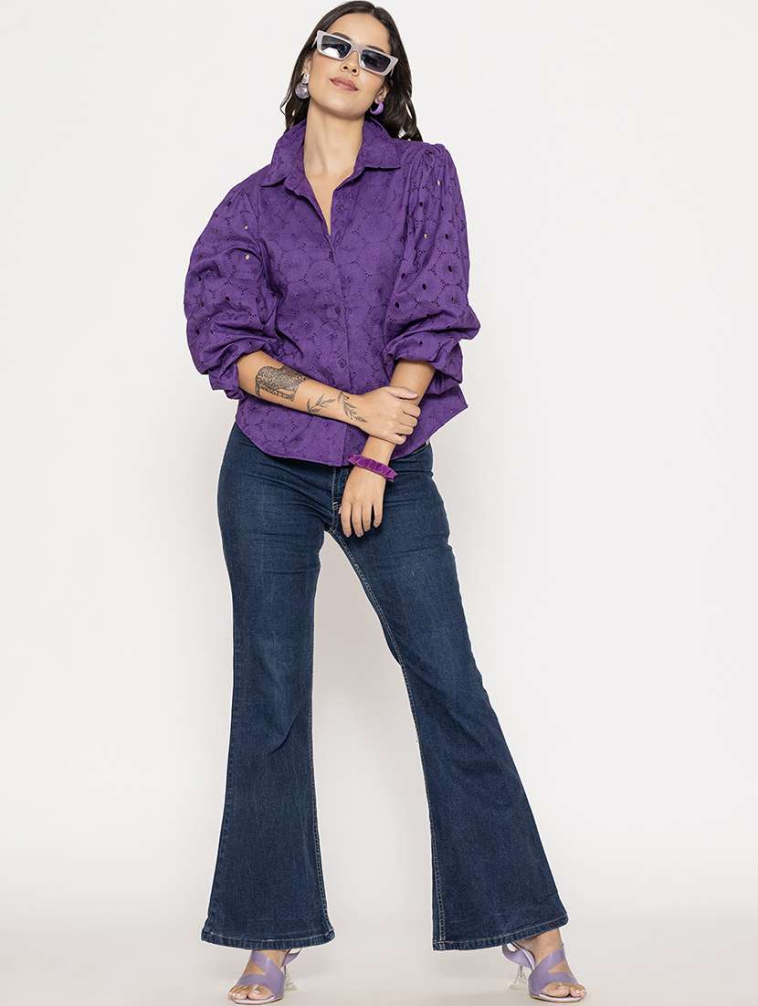 purple cotton regular shirt - 21287282 - Standard Image - 4