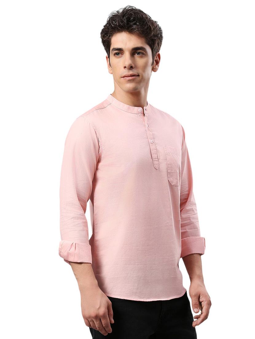 men mandarin neck long sleeves casual shirt - 21287360 - Standard Image - 1