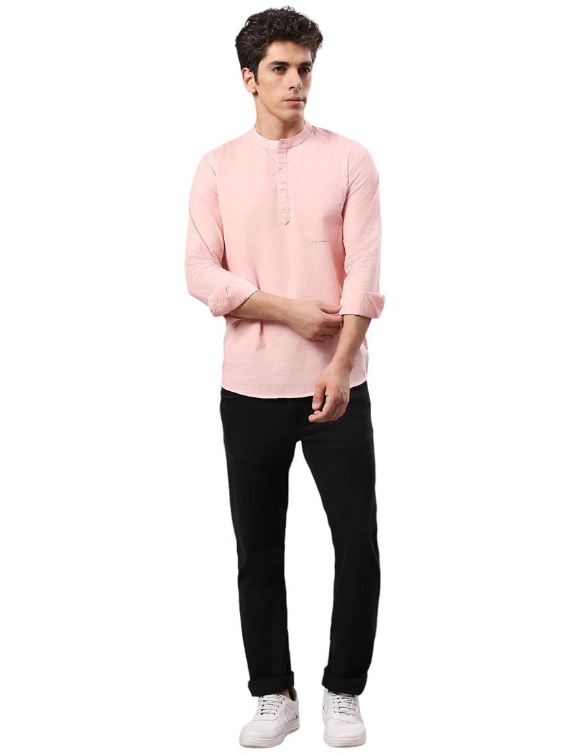 men mandarin neck long sleeves casual shirt - 21287360 - Standard Image - 4
