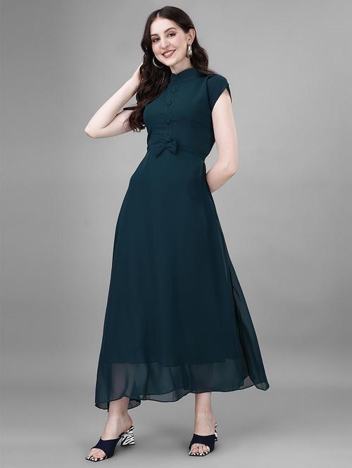 women solid georgette a-line dress - 21287586 -  Standard Image - 0