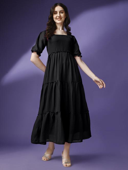 women solid tiered dress - 21287597 -  Standard Image - 0