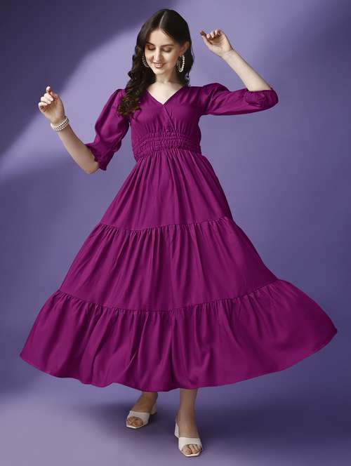 women solid tiered dress - 21287598 - Standard Image - 0